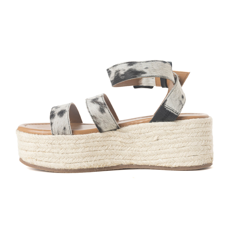 Longhorn Lasso Leather Sandals in Cowprint Hairon - Myra USA