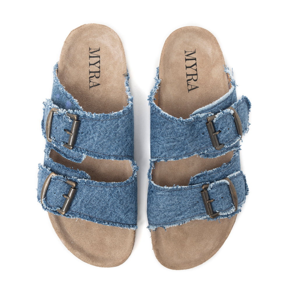 Blue Ridge Denim Sandals in Dusty Indigo - Myra USA