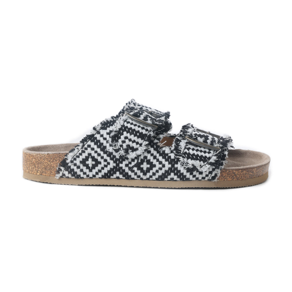 Ridge Denim Sandals in Black & White - Myra USA