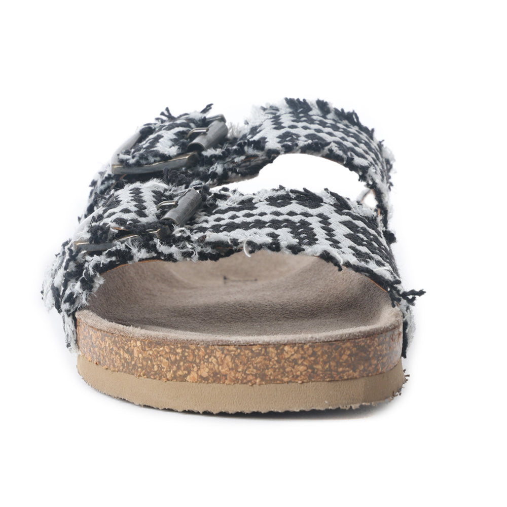 Ridge Denim Sandals in Black & White - Myra USA