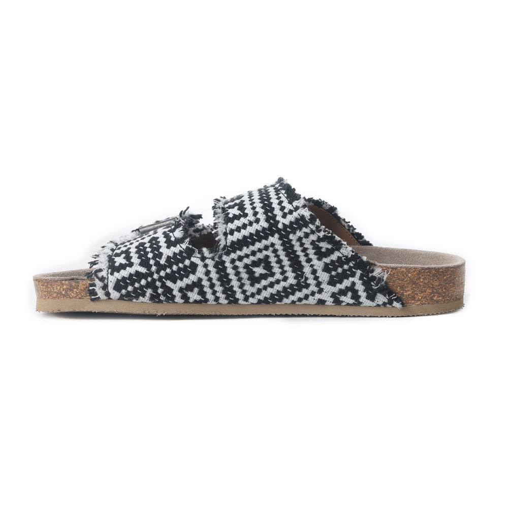 Ridge Denim Sandals in Black & White - Myra USA