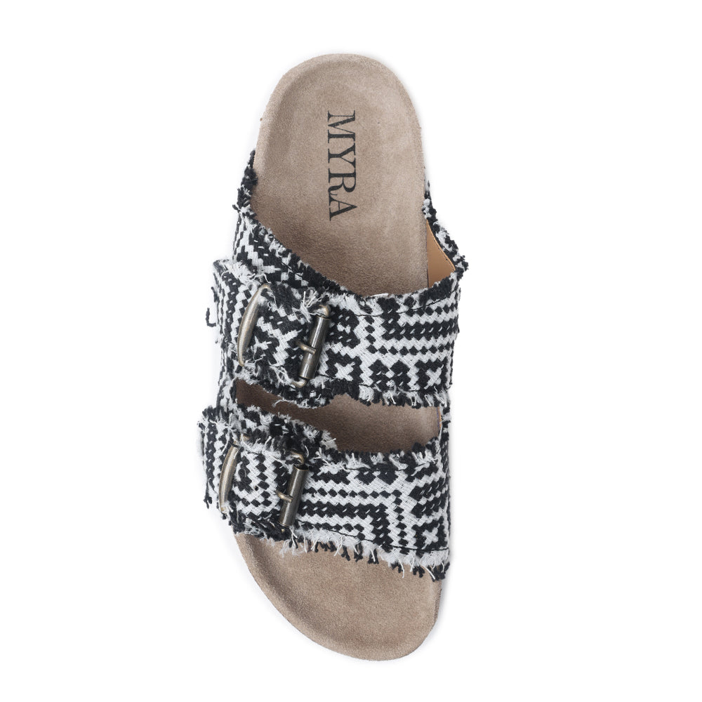 Ridge Denim Sandals in Black & White - Myra USA