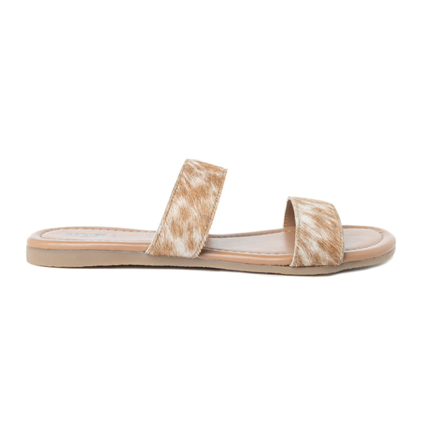 Vaquero Leather Hairon Sandals in Oakdust Brown - Myra USA