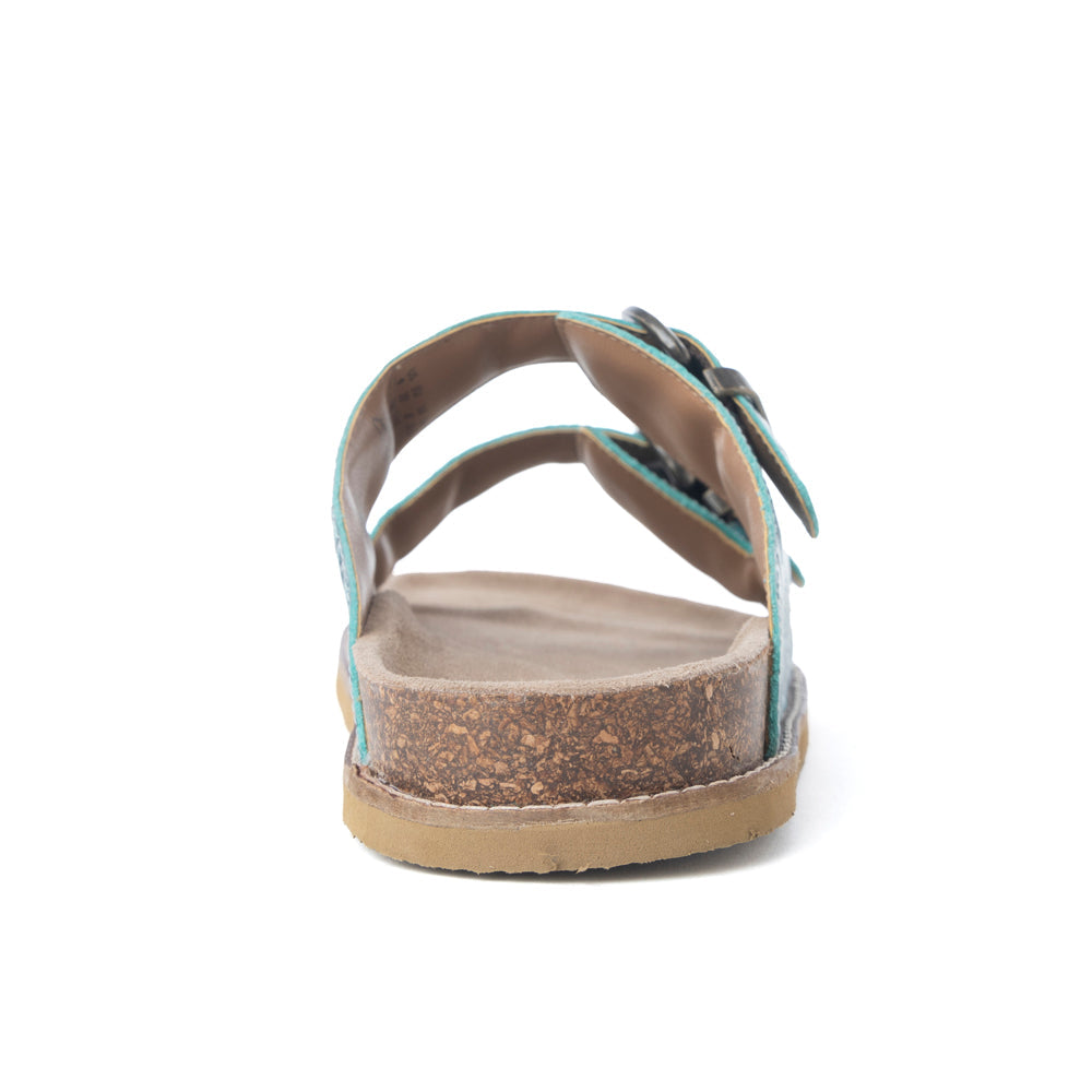 Myra Prairie Wind Embossed Leather Sandals in Western Jade - Myra USA