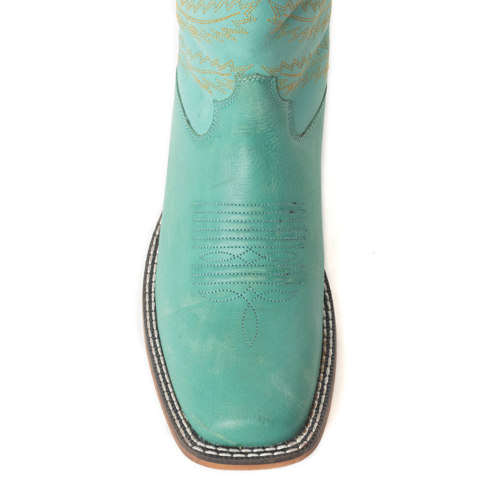 Bluebonnet Embroidered Western Leather Boots in Teal - Myra USA
