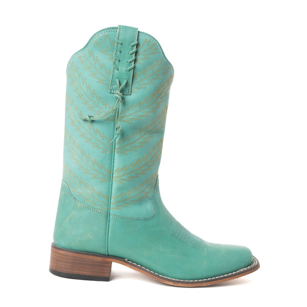 Bluebonnet Embroidered Western Leather Boots in Teal - Myra USA