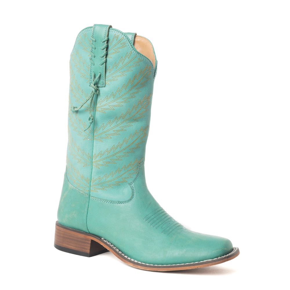 Bluebonnet Embroidered Western Leather Boots in Teal - Myra USA
