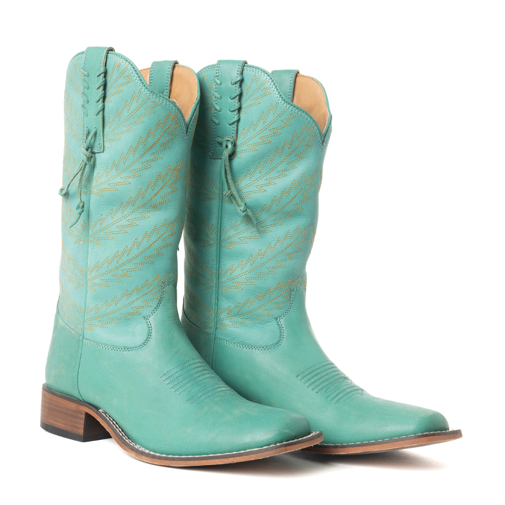 Bluebonnet Embroidered Western Leather Boots in Teal - Myra USA