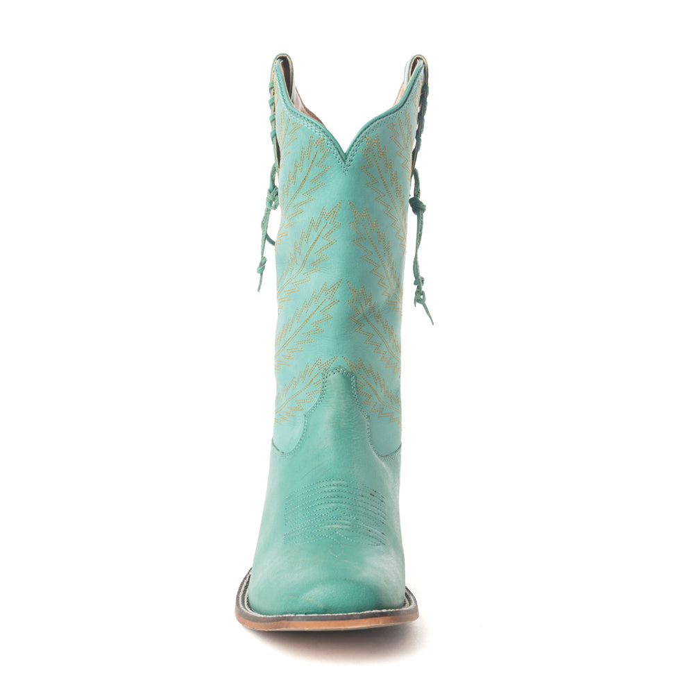 Bluebonnet Embroidered Western Leather Boots in Teal - Myra USA