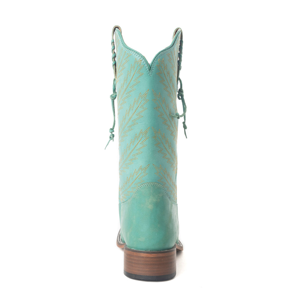 Bluebonnet Embroidered Western Leather Boots in Teal - Myra USA