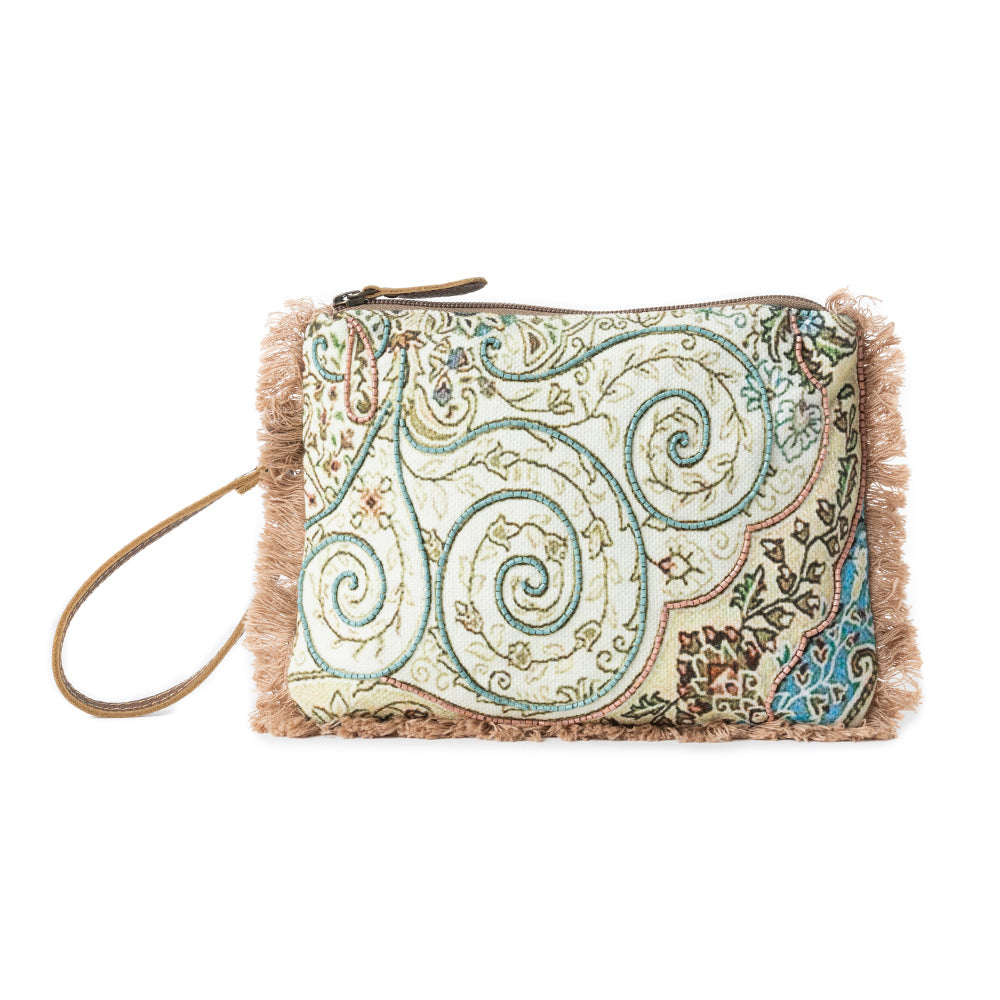 Mystic Meadow Embroidered Pouch in Boho Blue - Myra USA