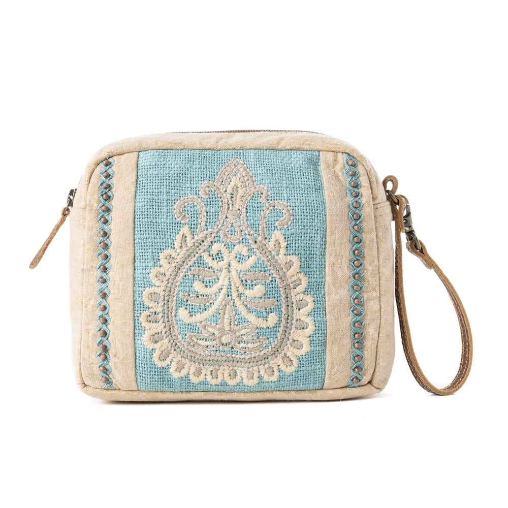 Azure Dune Canvas Pouch in Vintage Beige - Myra USA