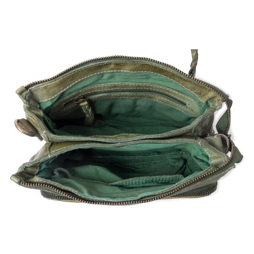 Mossveil Leather Bag in Sage Green - Myra USA