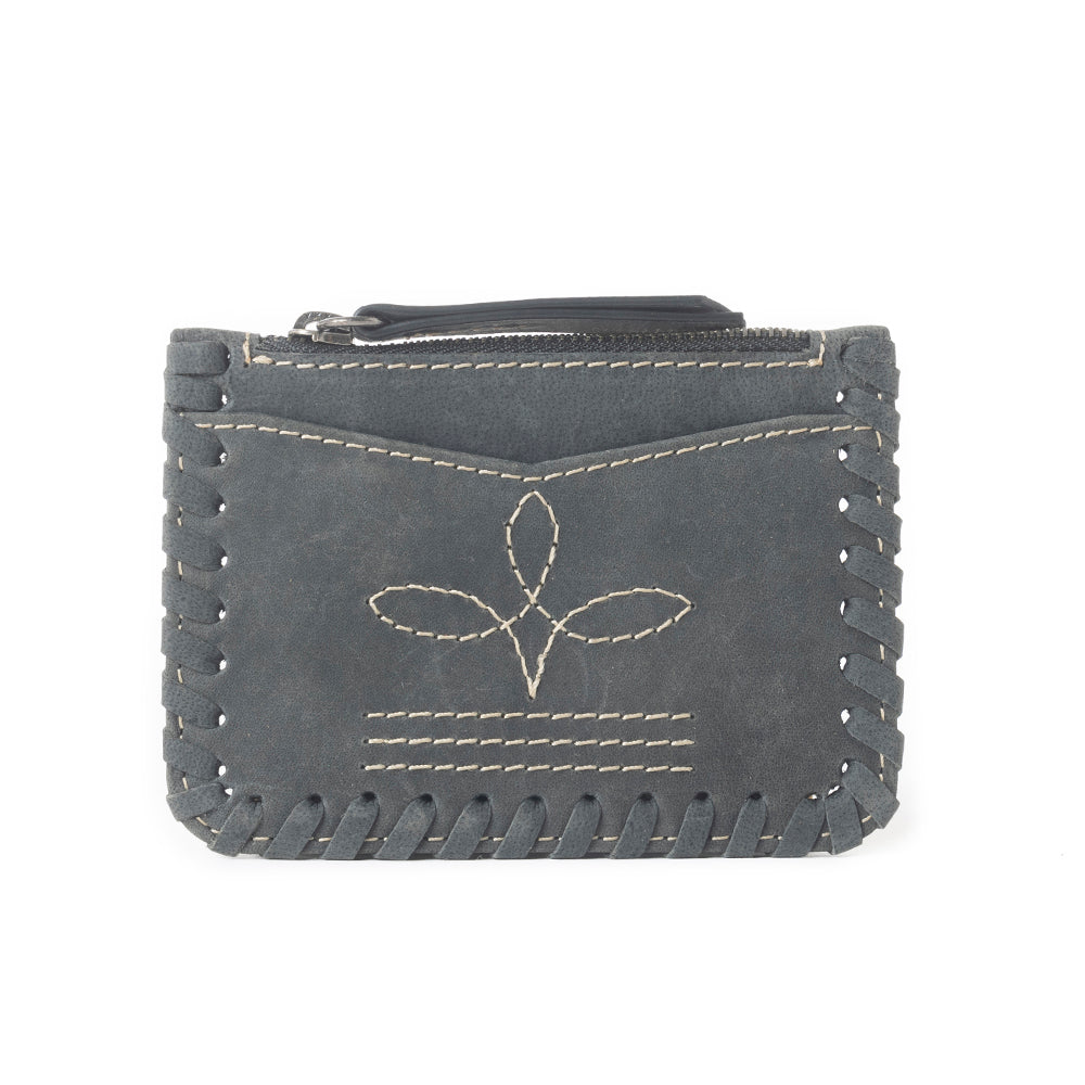 Outlander Edge Western Embroided Credit Card Holder in Ash Grey - Myra USA