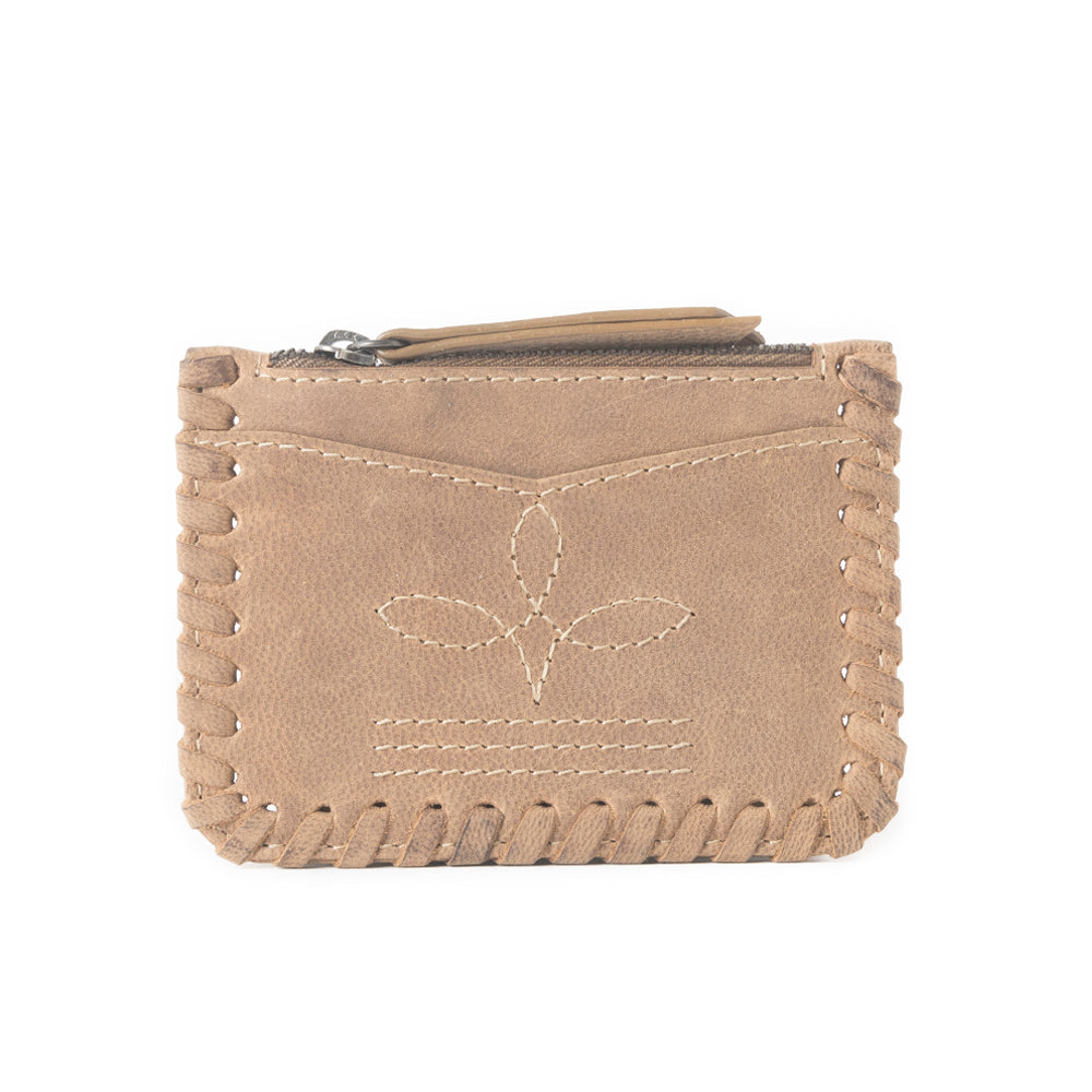 Outlander Edge Western Embroided Credit Card Holder In Beige - Myra USA
