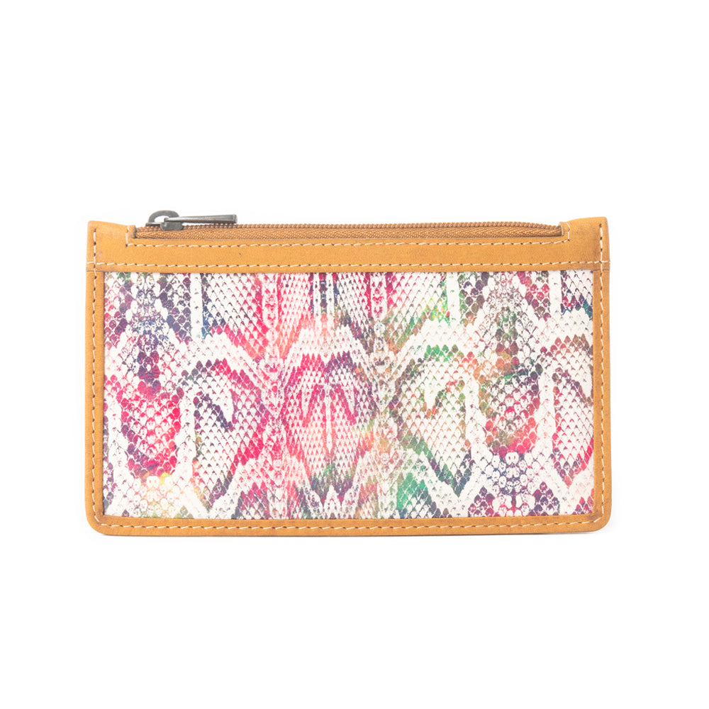 Prism Bloom Leather Credit Card Holder in Wild Pink - Myra USA