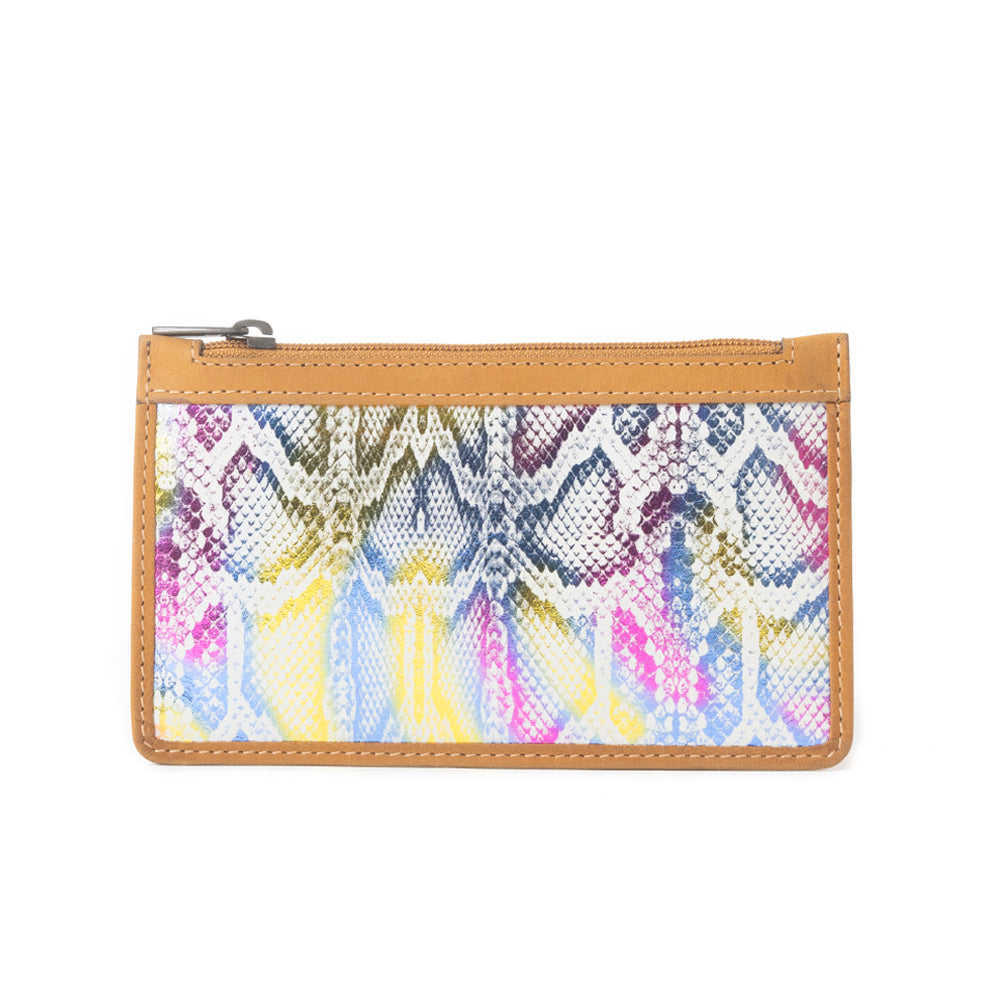 Sahara Bloom Leather Credit Card Holder in Sunset Pastels - Myra USA