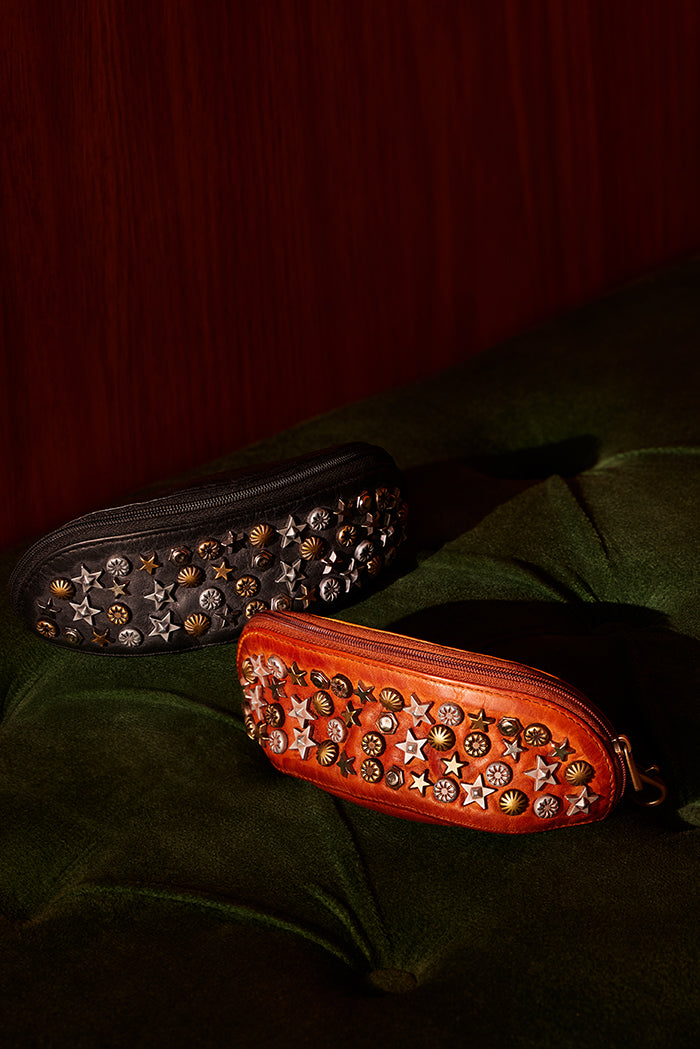 Myra Eclipse Charm Leather Sunglass Case in Midnight Black