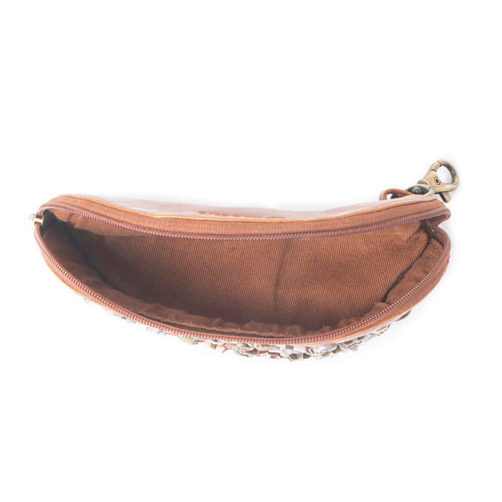Myra Eclipse Charm Leather Sunglass Case in Brown