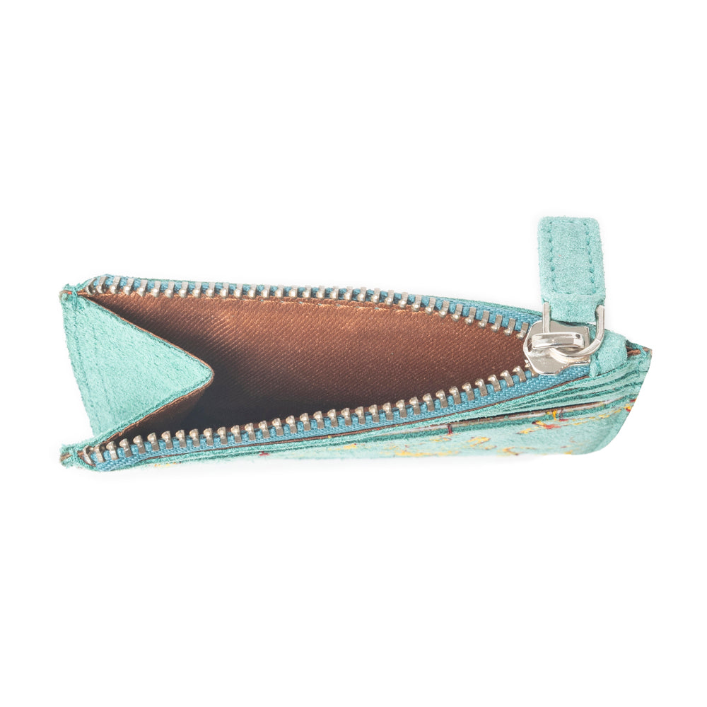 Cactus Sky Western Embroidered Credit Card Holder in Turquoise Haze - Myra USA