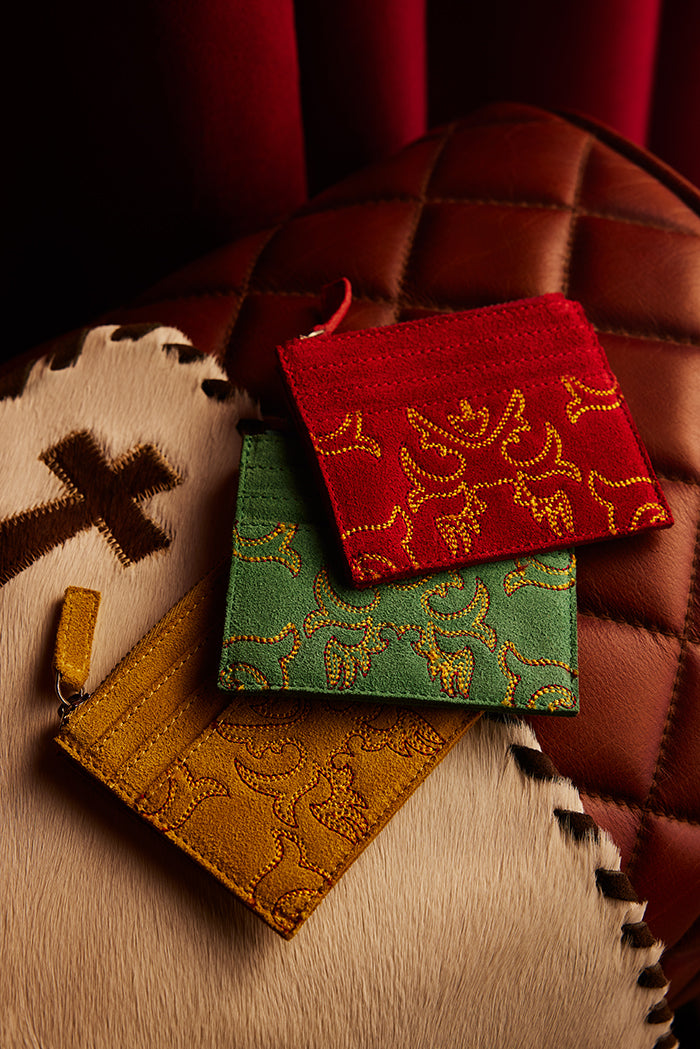 Cactus Sky Western Embroidered Credit Card Holder in Turquoise Haze - Myra USA