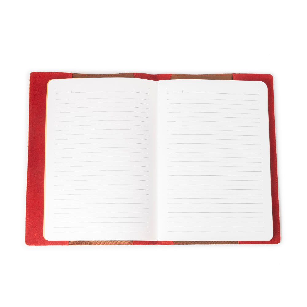 Texas Blaze Embroidered Leather Diary in Scarlet Red
