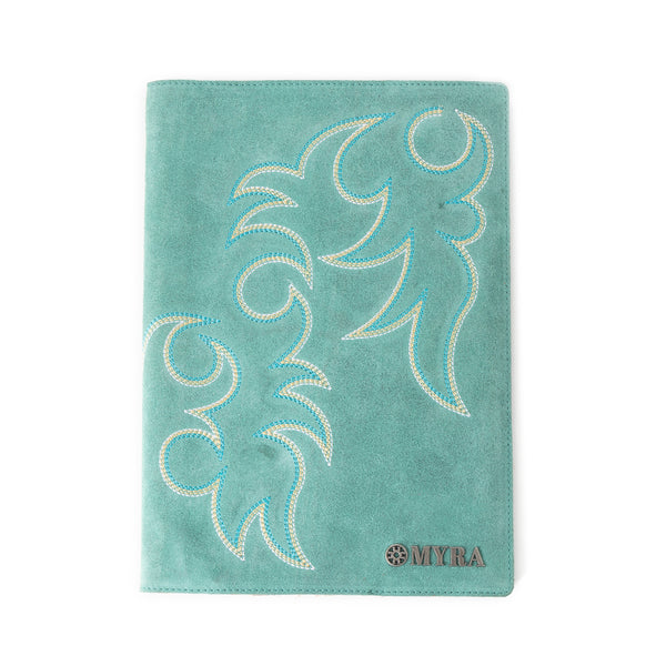 Texas Blaze Embroidered Leather Diary in Turquoise - Myra USA