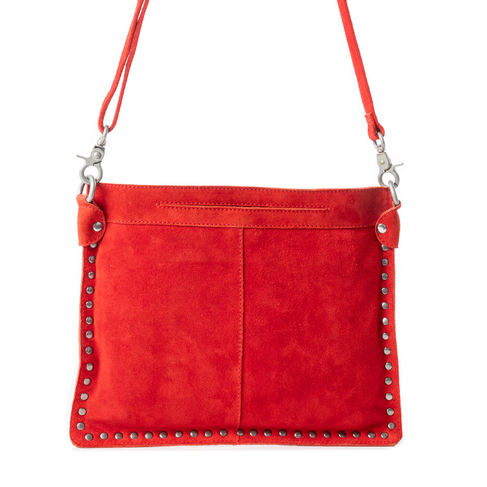 Texas Rose Western Embroidered Leather Bag in Scarlet Red - Myra USA