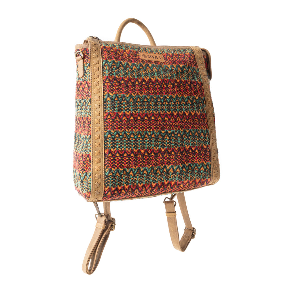Terracotta Trails Rug Leather Backpack in Desert Sage - Myra USA