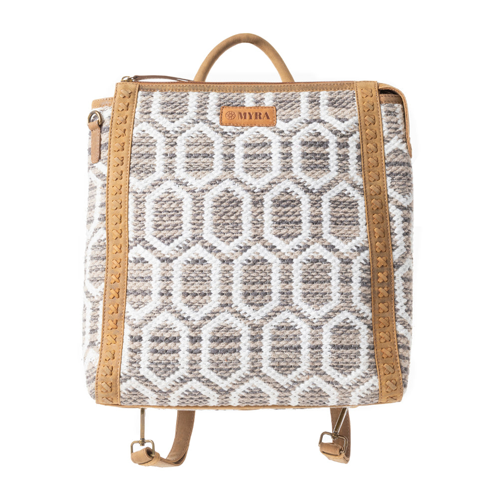 Suzanna Grove Rug Leather Backpack in Sandy White - Myra USA