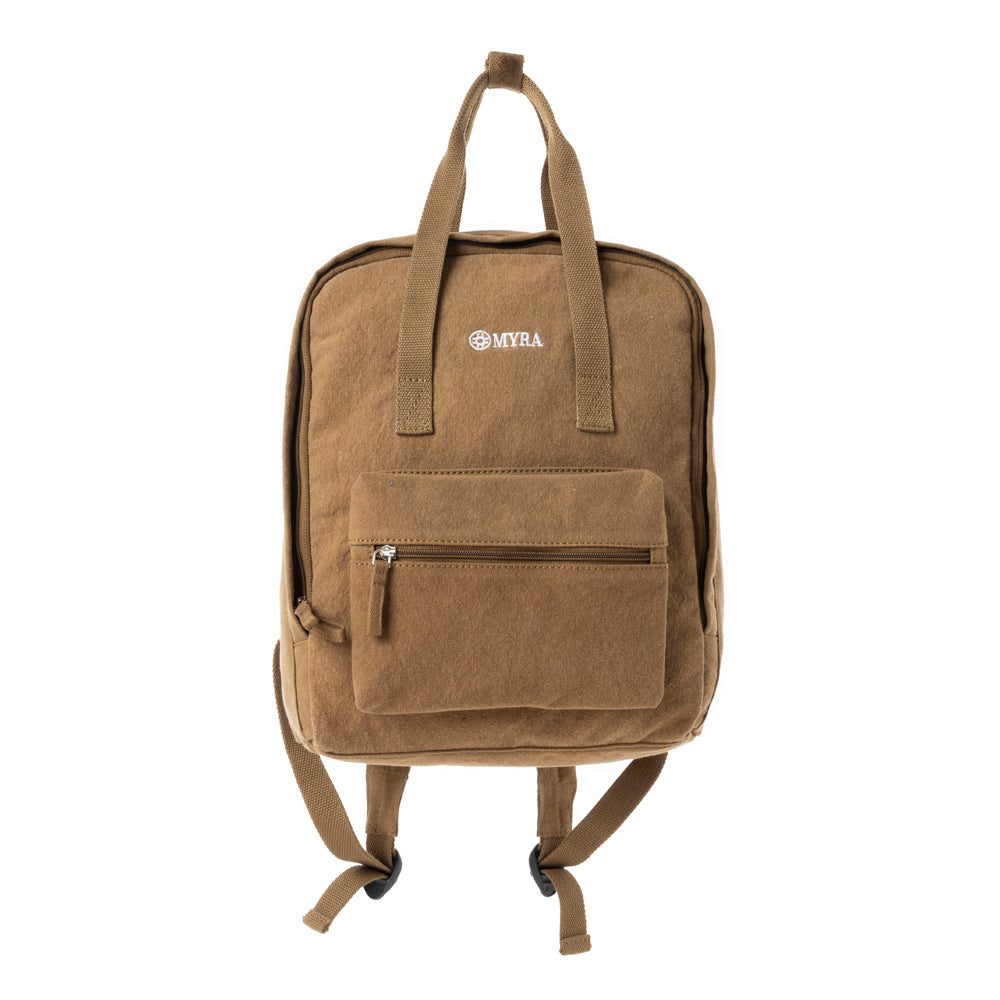 Pioneer Trek Canvas Backpack Bag in Rust Tan - Myra USA