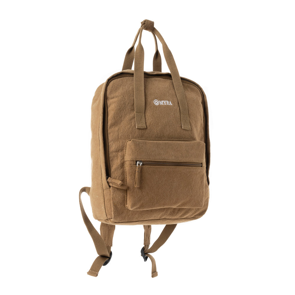 Pioneer Trek Canvas Backpack Bag in Rust Tan - Myra USA