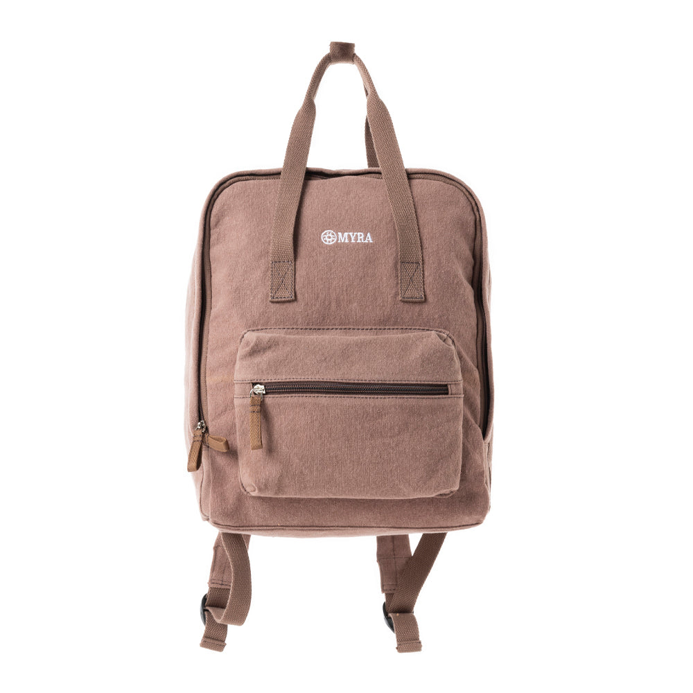 Pioneer Trek Canvas Backpack Bag in Brown - Myra USA