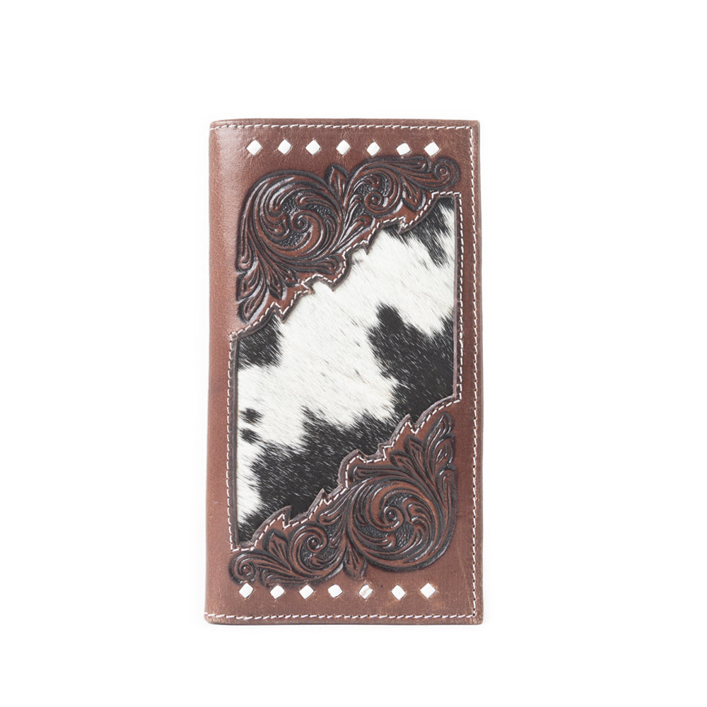 Blackhoof Handtooled Hairon Wallet in Midnight Smoke - Myra USA
