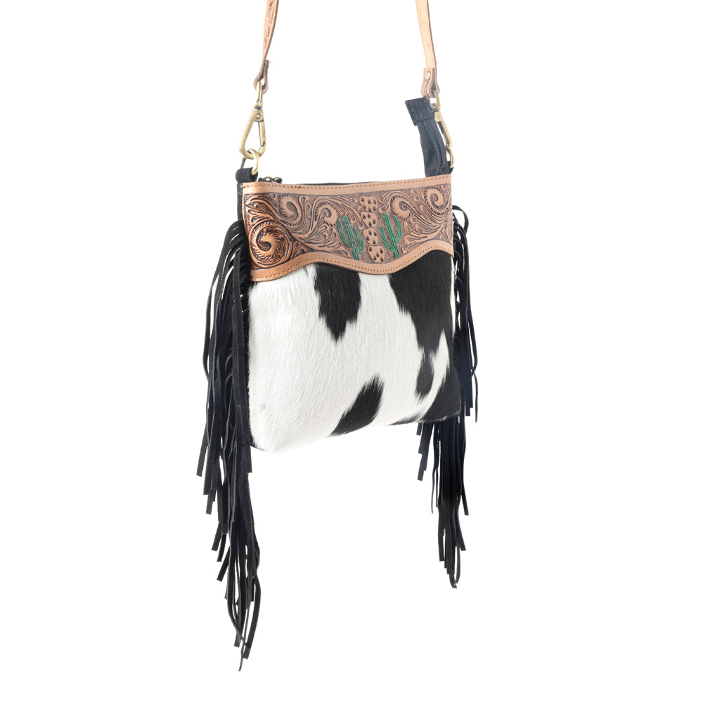 Sonora Charm Handtooled Bag in Black & White - Myra USA