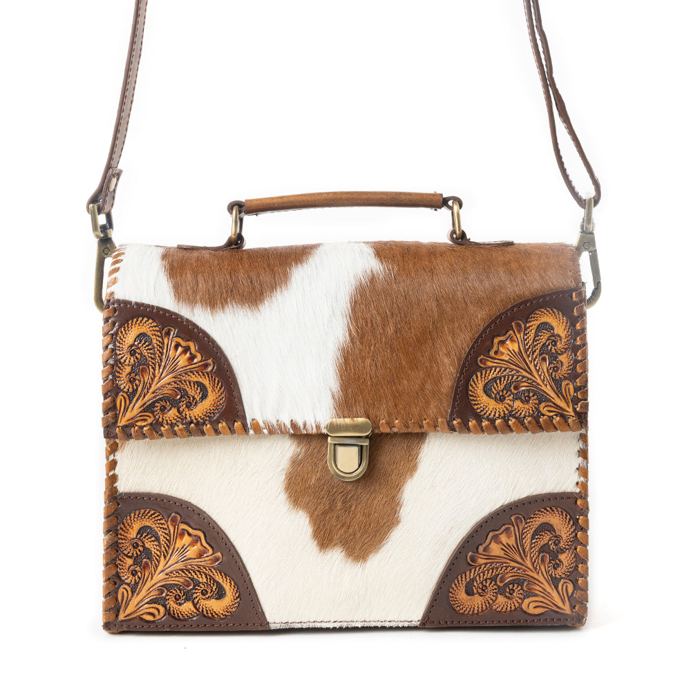 Dakota Dusk Handtooled Bag in Saddle Dust & Moonlight - Myra USA