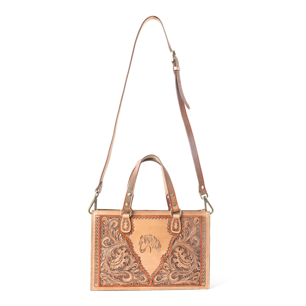 Savanna Ember Handtooled Concealed Carry Bag in Caramel