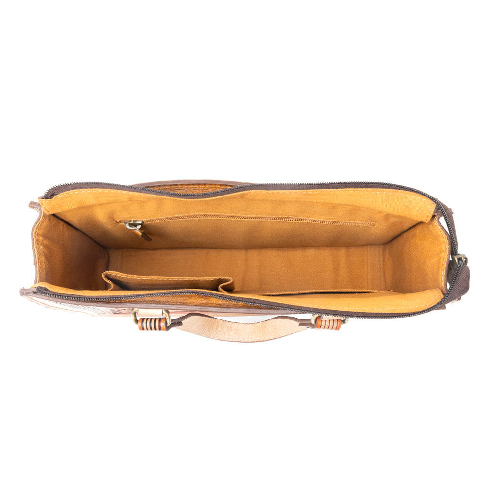 Savanna Ember Handtooled Concealed Carry Bag in Caramel