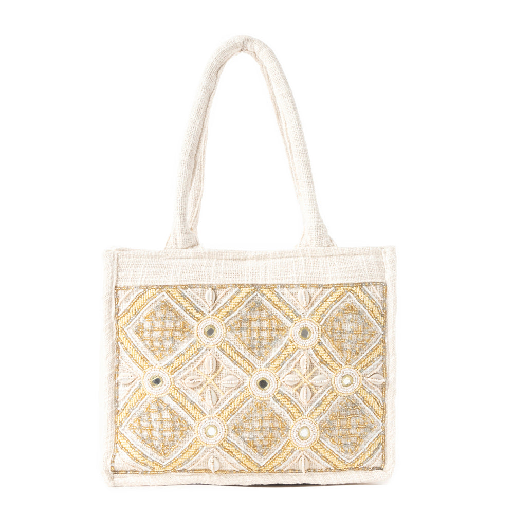 Gypsy Lace Canvas Bag in Boho White - Myra USA