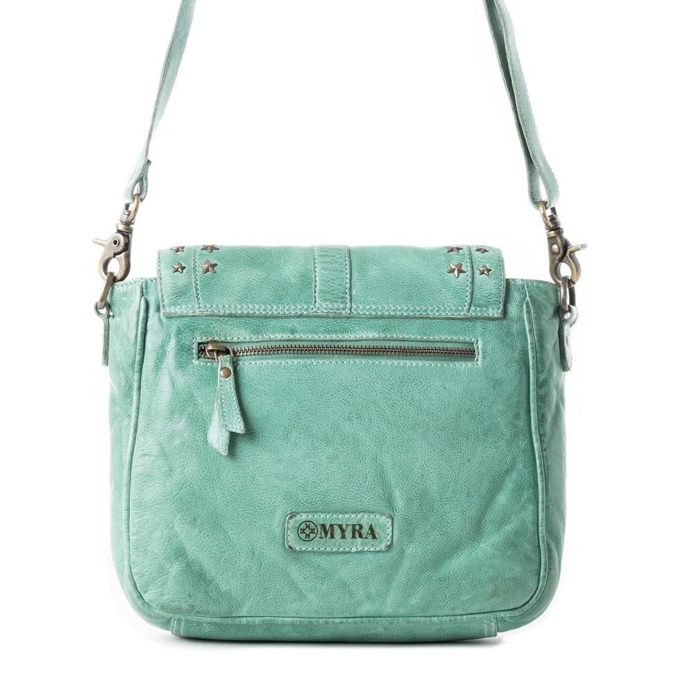 Western Scout Leather Crossbody Bag in Turquoise - Myra USA
