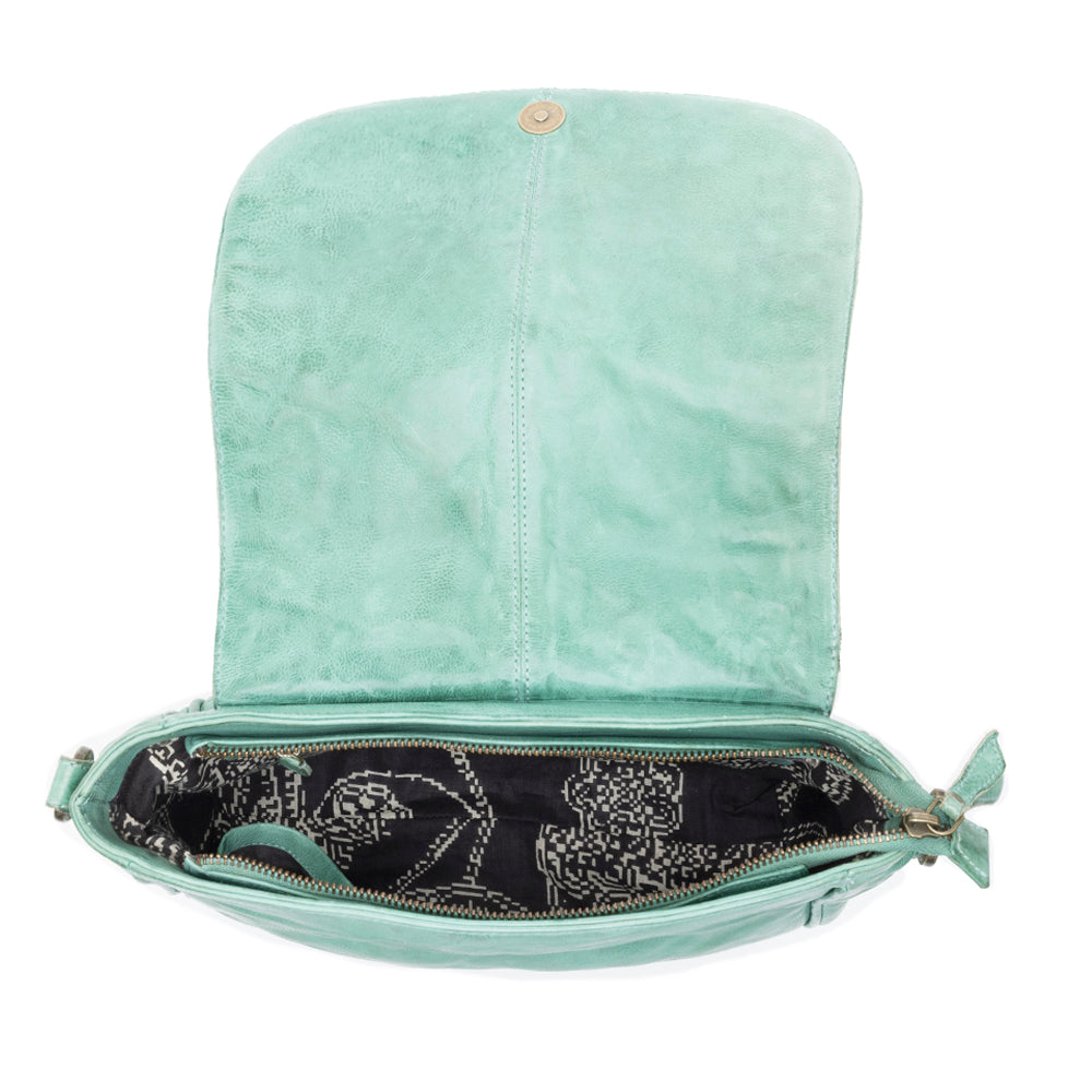 Western Scout Leather Crossbody Bag in Turquoise - Myra USA