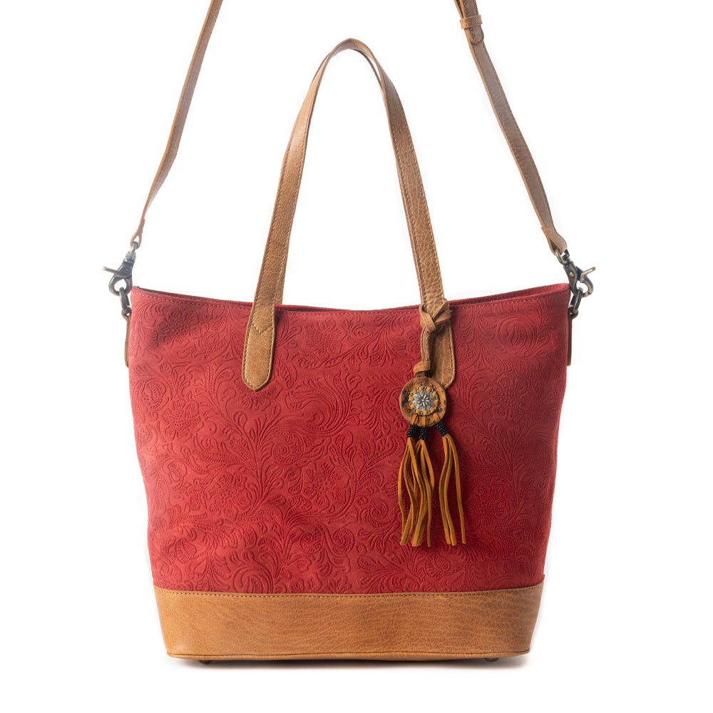 Amber Dune Leather Bag in Red - Myra USA