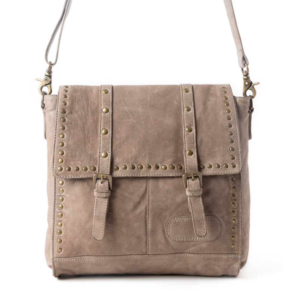 Western Rune Leather Crossbody Bag in Ashwood Tan - Myra USA