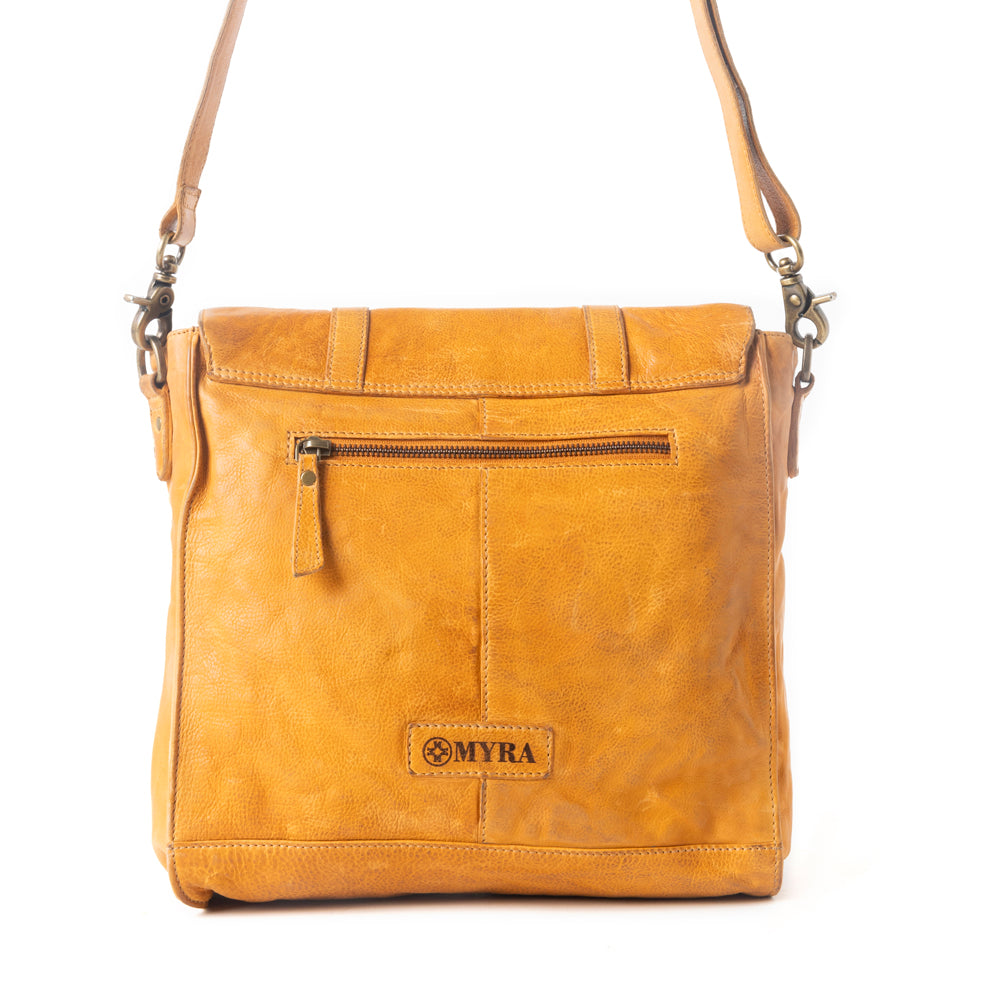 Western Rune Leather Crossbody Bag in Orange