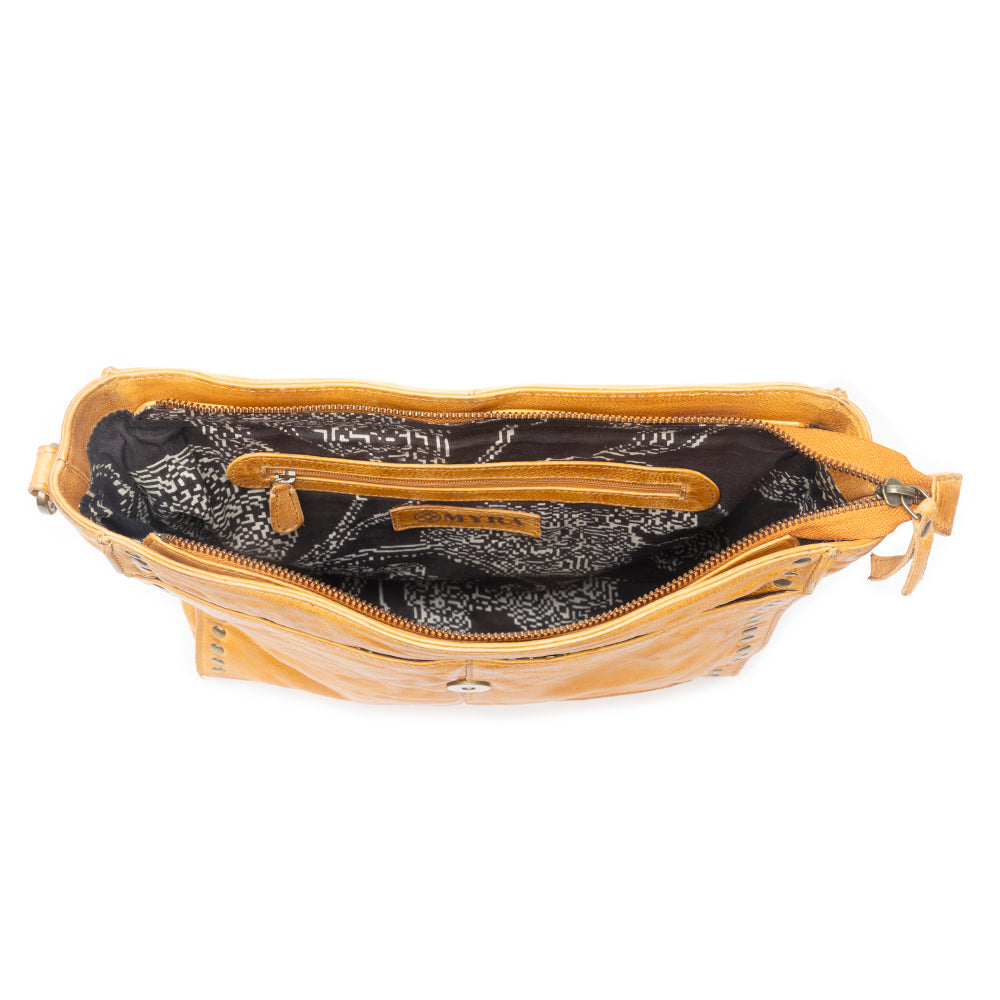 Western Rune Leather Crossbody Bag in Orange - Myra USA