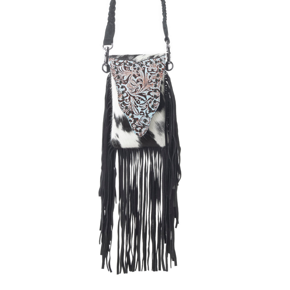 Dakota Drift Hairon Leather Bag in Ebony & White - Myra USA