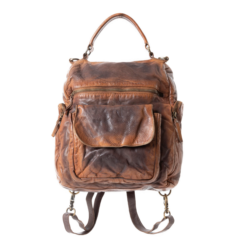 Sheriff’s Dusk Leather Backpack in Smoky Brown - Myra USA