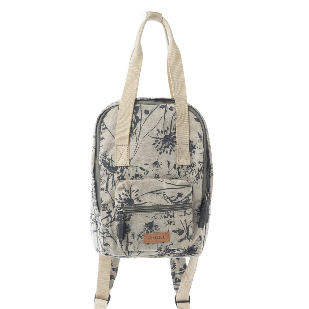 Myra Fable Flora Cotton Backpack in Earthy Sage - Myra USA