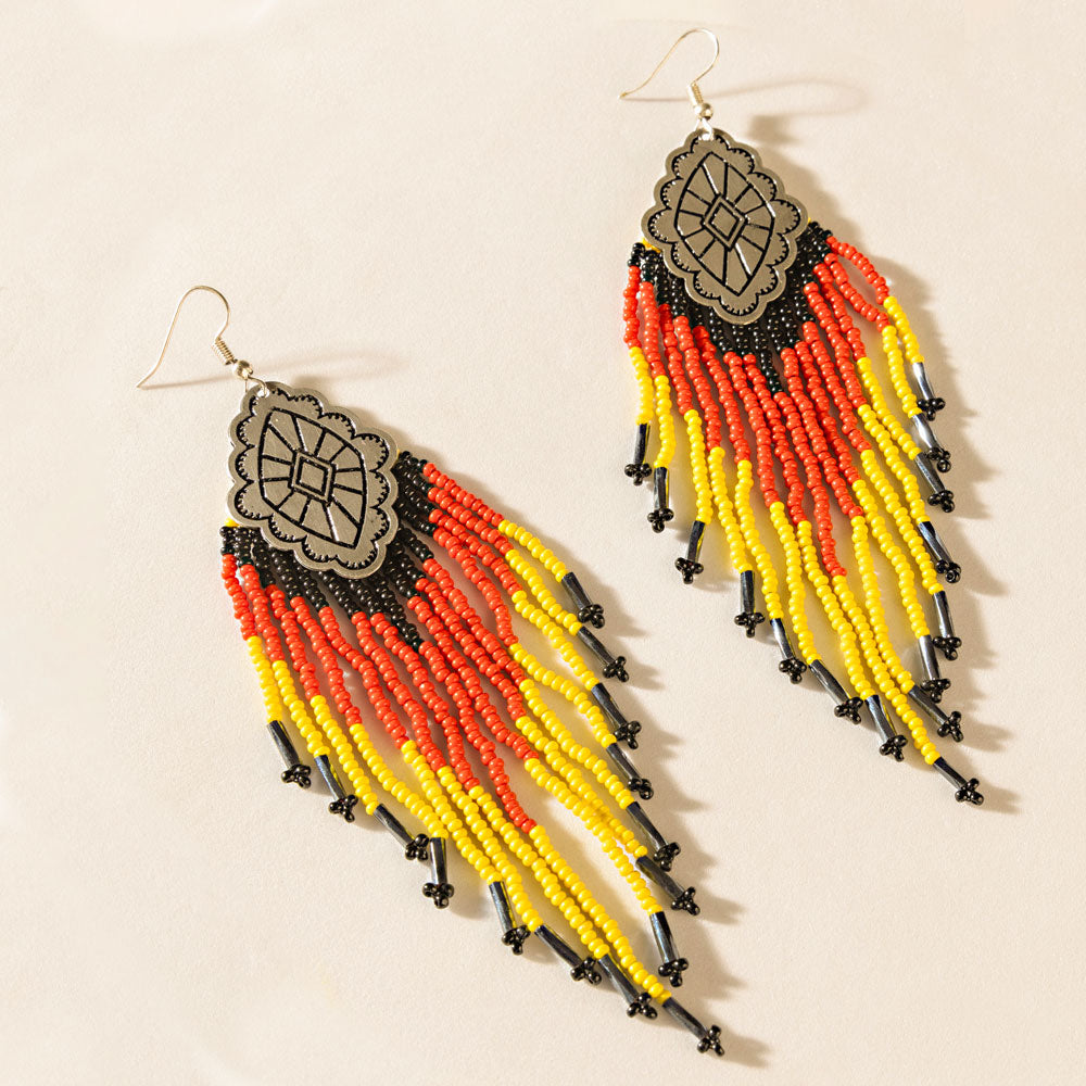 Bandita Blaze Beaded Earrings in Wild Red - Myra USA
