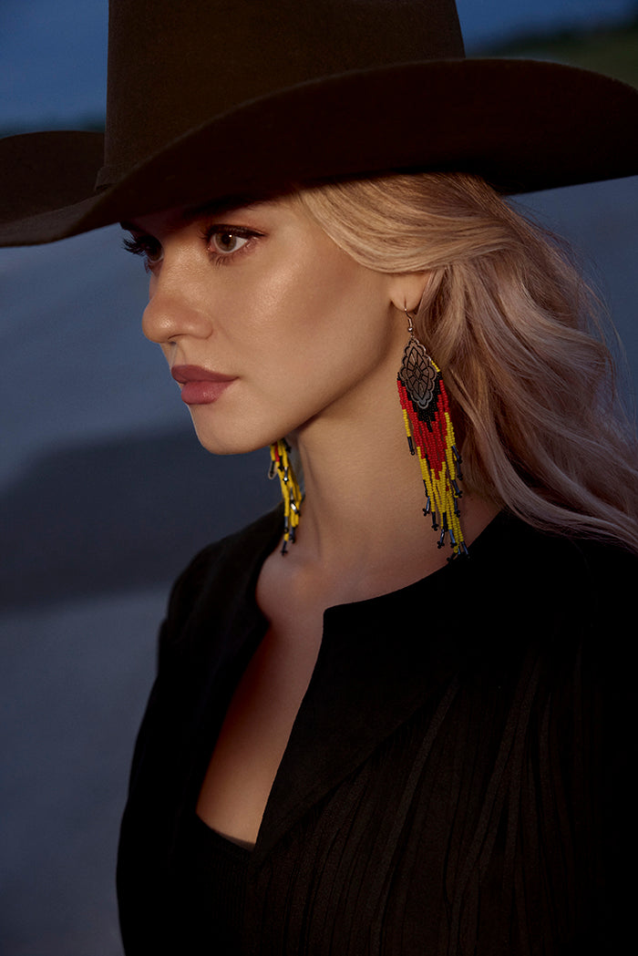 Bandita Blaze Beaded Earrings in Wild Red